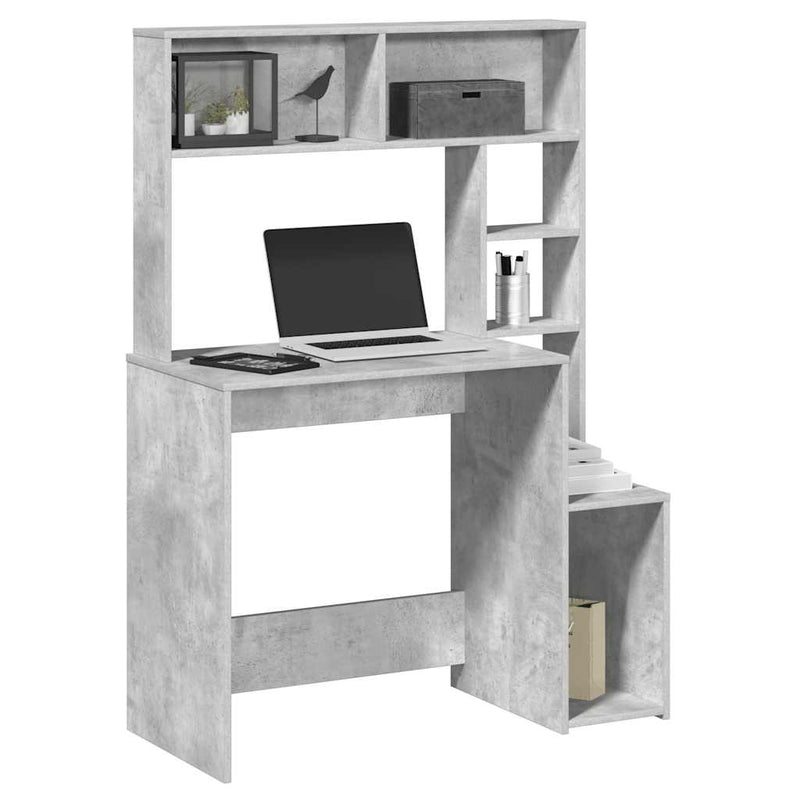 Bureau Met Schappen 100X45X140 Cm Bewerkt Hout Artisanaal Eiken