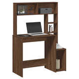 Bureau Met Schappen 100X45X140 Cm Bewerkt Hout Artisanaal Eiken