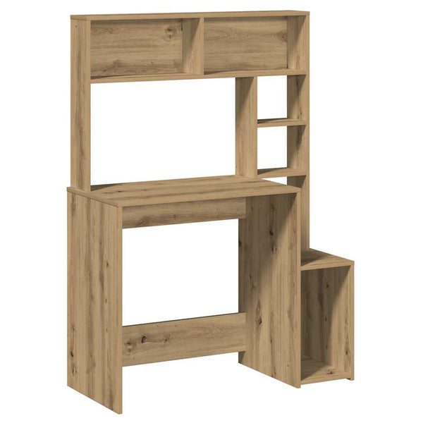 Bureau Met Schappen 100X45X140 Cm Bewerkt Hout Artisanaal Eiken