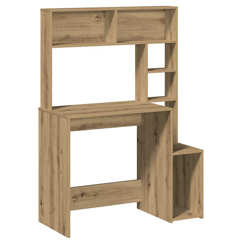 Bureau Met Schappen 100X45X140 Cm Bewerkt Hout Artisanaal Eiken