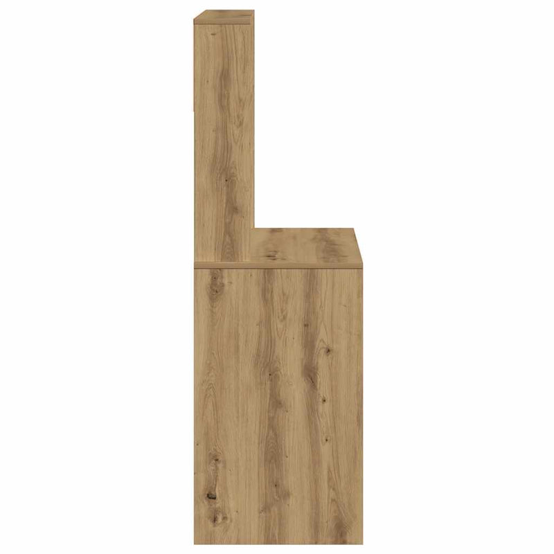 Bureau Met Schappen 100X45X140 Cm Bewerkt Hout Artisanaal Eiken