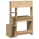 Bureau Met Schappen 100X45X140 Cm Bewerkt Hout Artisanaal Eiken