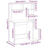 Bureau Met Schappen 100X45X140 Cm Bewerkt Hout Artisanaal Eiken
