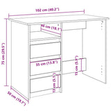 Bureau 102X50X75 Cm Bewerkt Hout