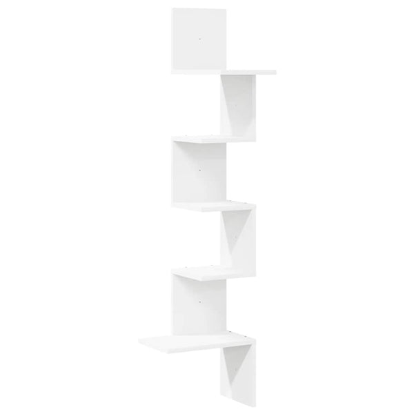 Hoekwandschap 32X32X127,5 Cm Bewerkt Hout Wit