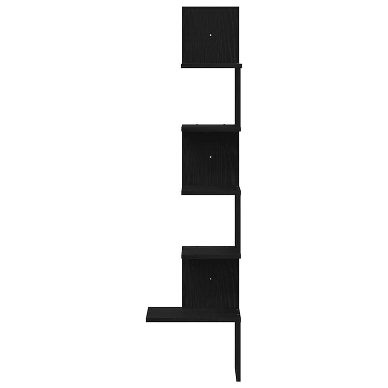 Hoekwandschap 32X32X127,5 Cm Bewerkt Hout Zwart
