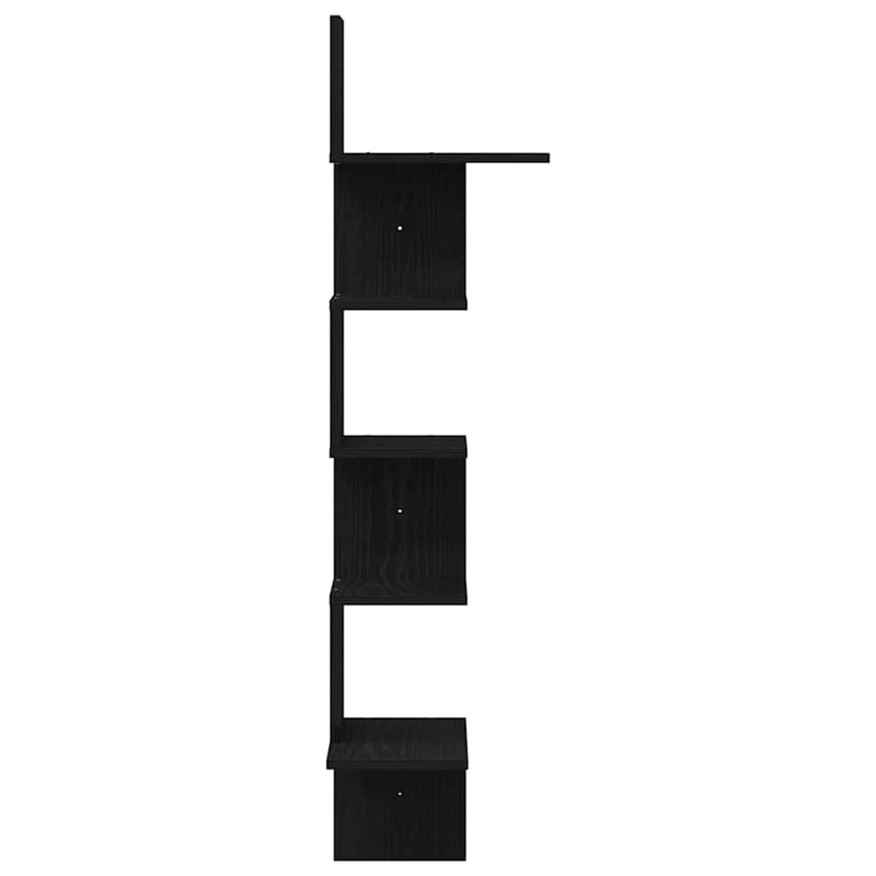 Hoekwandschap 32X32X127,5 Cm Bewerkt Hout Zwart