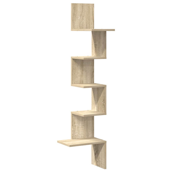 Hoekwandschap 32X32X127,5 Cm Bewerkt Hout Kleurig Sonoma Eiken