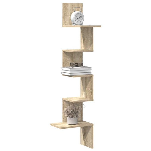 Hoekwandschap 32X32X127,5 Cm Bewerkt Hout Kleurig Sonoma Eiken