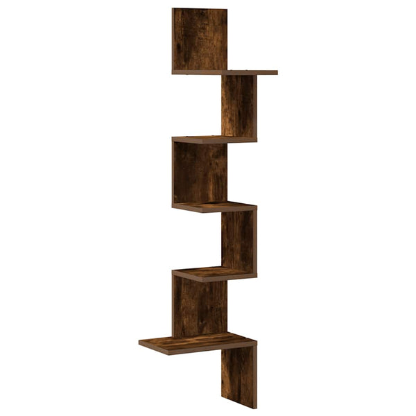 Hoekwandschap 32X32X127,5 Cm Bewerkt Hout Kleurig Gerookt Eiken