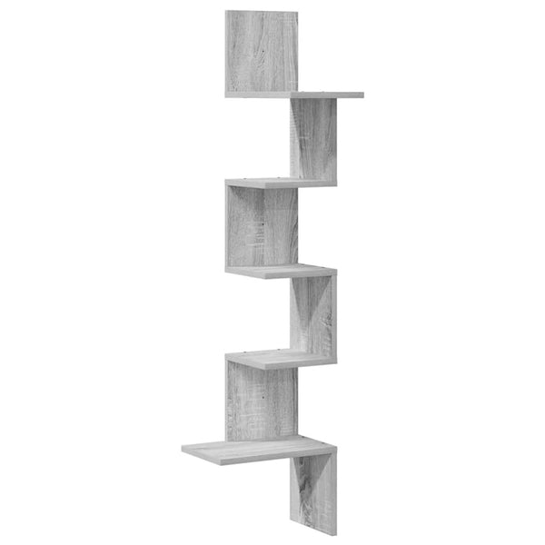 Hoekwandschap 32X32X127,5 Cm Bewerkt Hout Eiken Grijs Sonoma