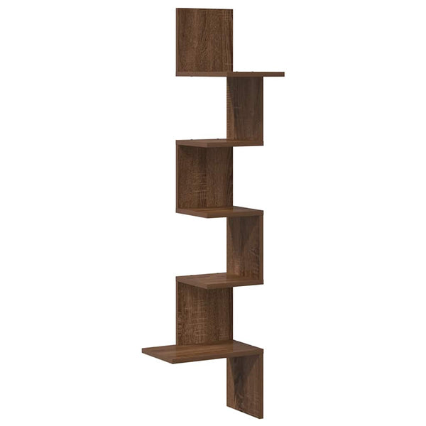 Hoekwandschap 32X32X127,5 Cm Bewerkt Hout Ig Bruin Eikenkleur
