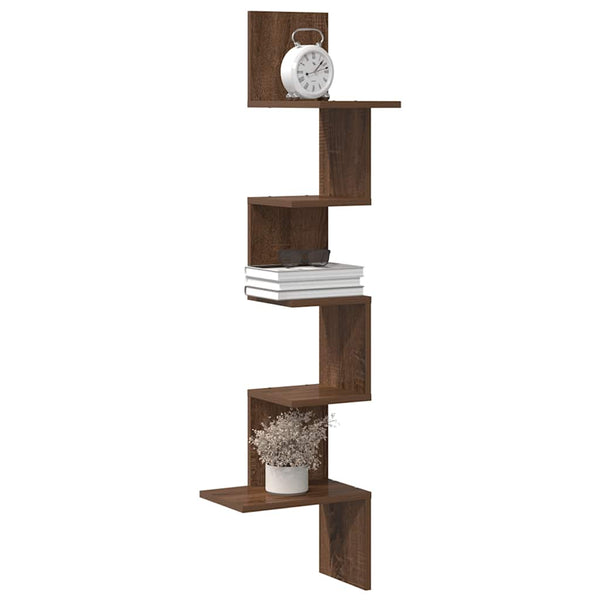 Hoekwandschap 32X32X127,5 Cm Bewerkt Hout Ig Bruin Eikenkleur