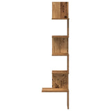 Hoekwandschap 32X32X127,5 Cm Bewerkt Hout Kleurig Oud Hout