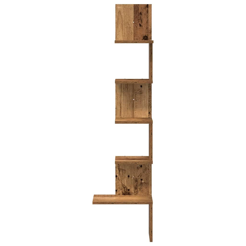Hoekwandschap 32X32X127,5 Cm Bewerkt Hout Kleurig Oud Hout