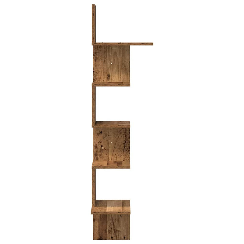 Hoekwandschap 32X32X127,5 Cm Bewerkt Hout Kleurig Oud Hout