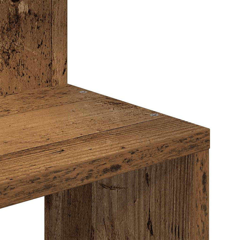 Hoekwandschap 32X32X127,5 Cm Bewerkt Hout Kleurig Oud Hout