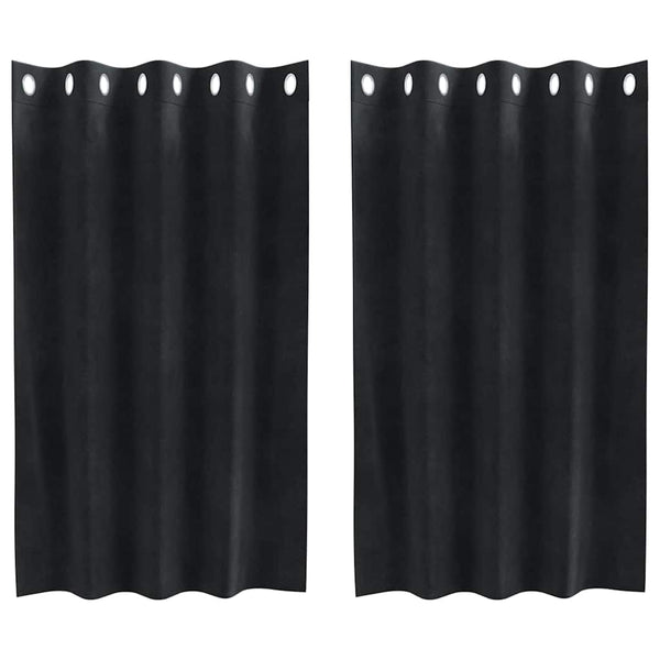 Gordijnen Met Gordijnen 2 Pcs Fluweel Zwart