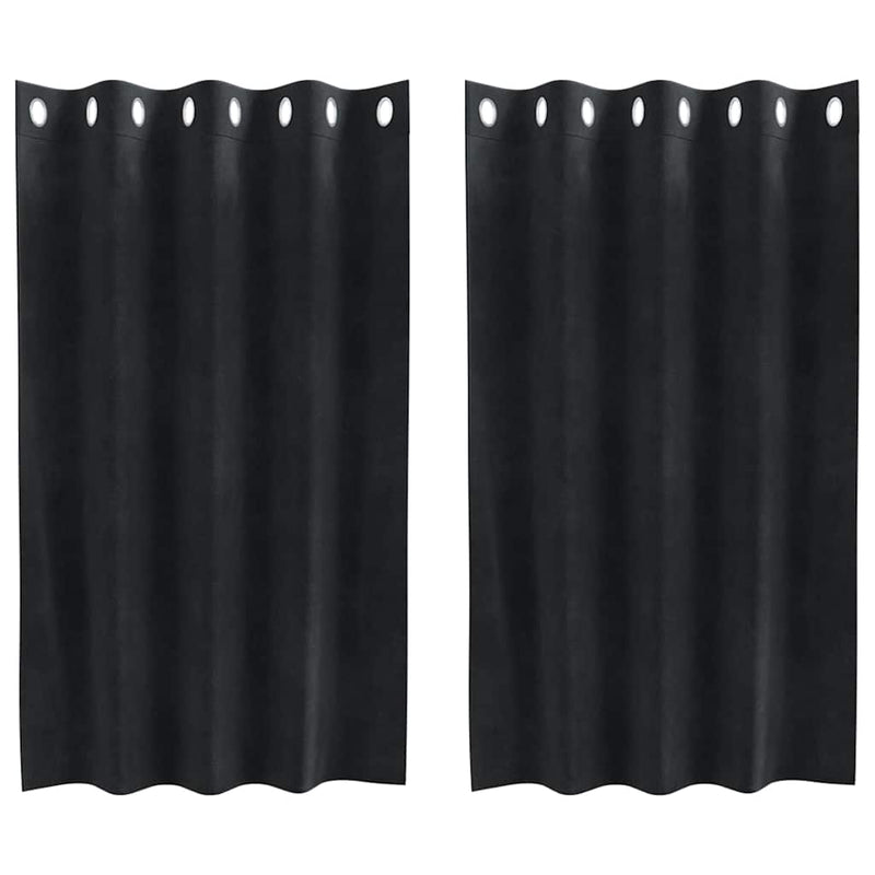 Gordijnen Met Gordijnen 2 Pcs Fluweel Zwart