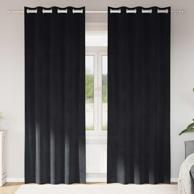 Gordijnen Met Gordijnen 2 Pcs Fluweel Zwart