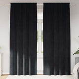 Gordijnen Met Gordijnen 2 Pcs Fluweel Zwart