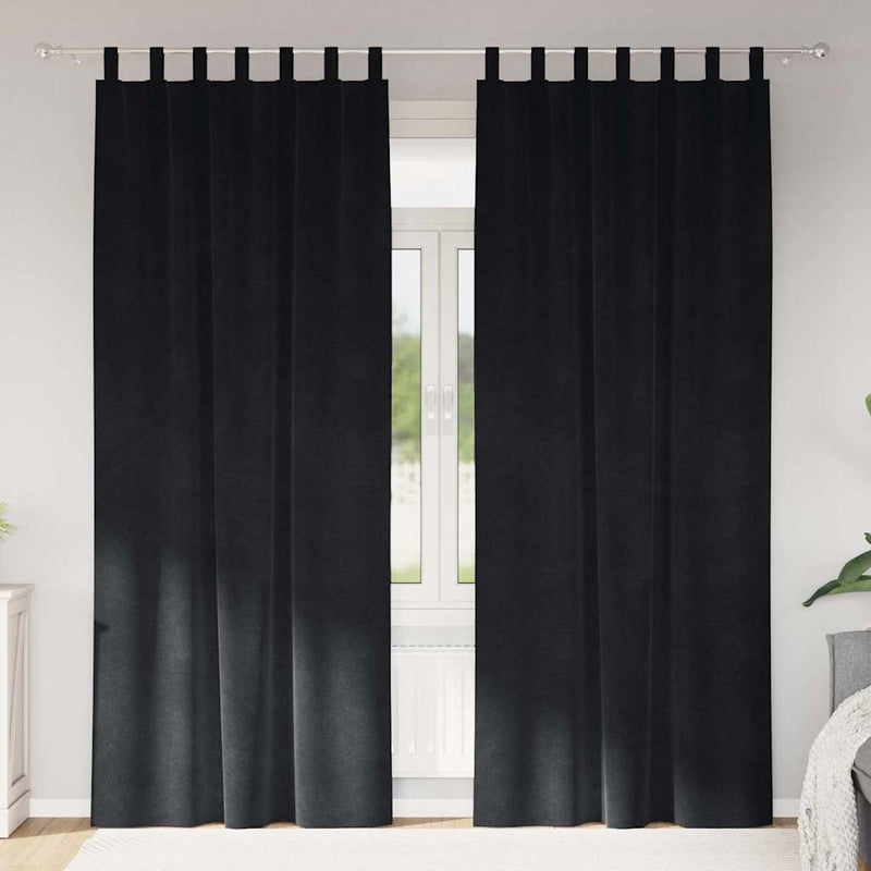 Gordijnen Met Gordijnen 2 Pcs Fluweel Zwart