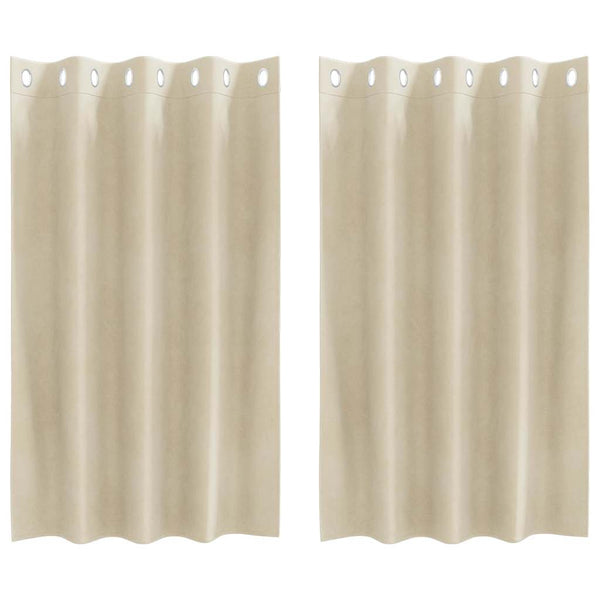 Gordijnen Met Gordijnen 2 Pcs Fluweel Crème