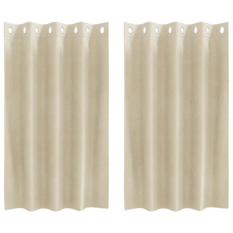 Gordijnen Met Gordijnen 2 Pcs Fluweel Crème