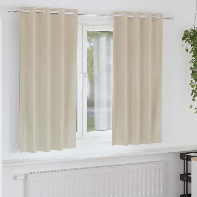 Gordijnen Met Gordijnen 2 Pcs Fluweel Crème