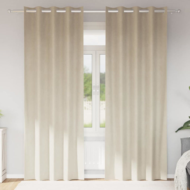 Gordijnen Met Gordijnen 2 Pcs Fluweel Crème