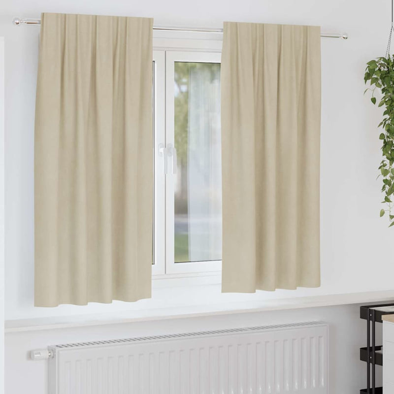 Gordijnen Met Gordijnen 2 Pcs Fluweel Crème