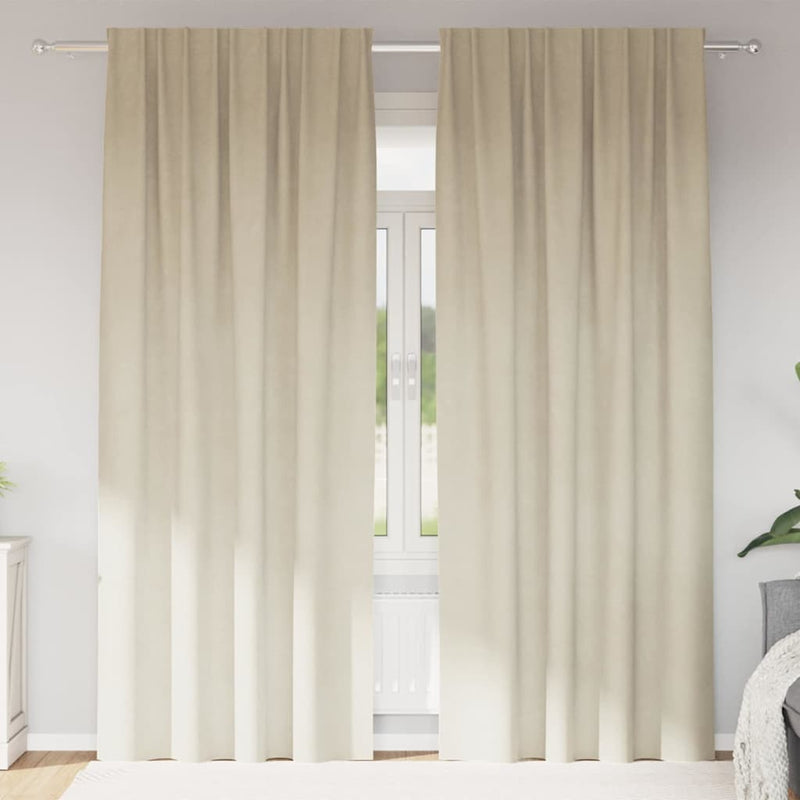 Gordijnen Met Gordijnen 2 Pcs Fluweel Crème