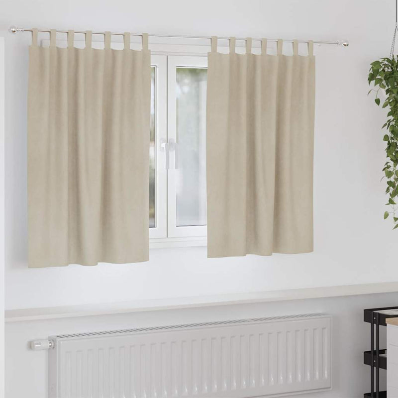 Gordijnen Met Gordijnen 2 Pcs Fluweel Crème
