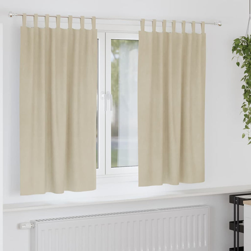 Gordijnen Met Gordijnen 2 Pcs Fluweel Crème