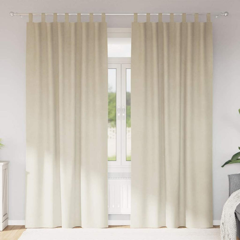 Gordijnen Met Gordijnen 2 Pcs Fluweel Crème