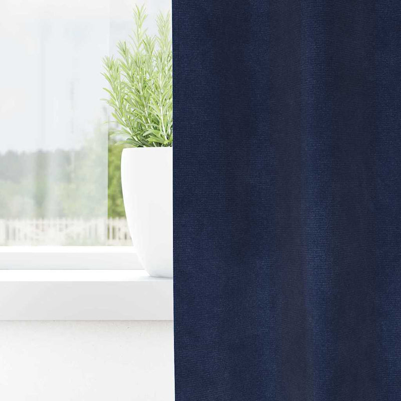 Gordijnen Met Gordijnen 2 Pcs Fluweel Donkerblauw