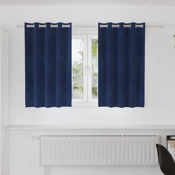 Gordijnen Met Gordijnen 2 Pcs Fluweel Donkerblauw