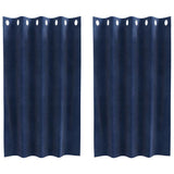 Gordijnen Met Gordijnen 2 Pcs Fluweel Donkerblauw