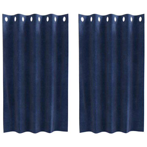 Gordijnen Met Gordijnen 2 Pcs Fluweel Donkerblauw