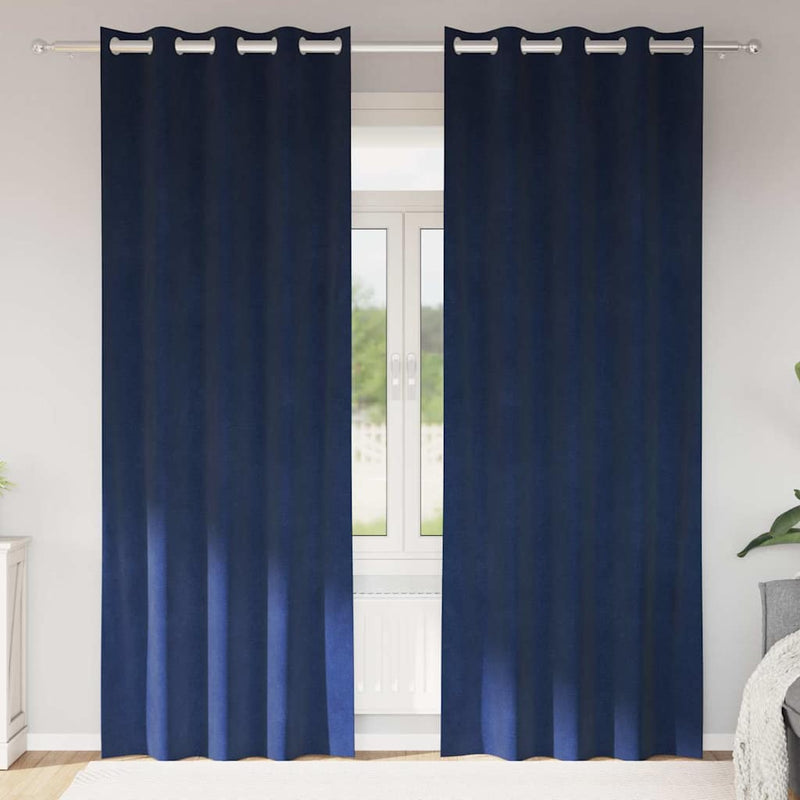 Gordijnen Met Gordijnen 2 Pcs Fluweel Donkerblauw