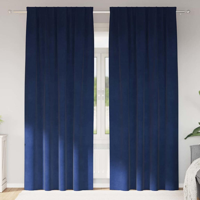Gordijnen Met Gordijnen 2 Pcs Fluweel Donkerblauw