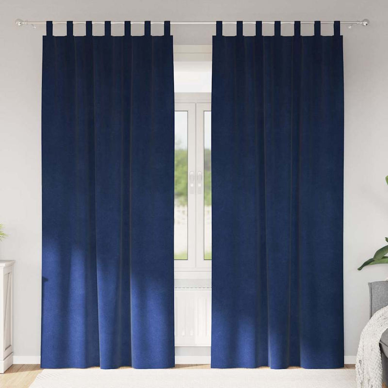 Gordijnen Met Gordijnen 2 Pcs Fluweel Donkerblauw
