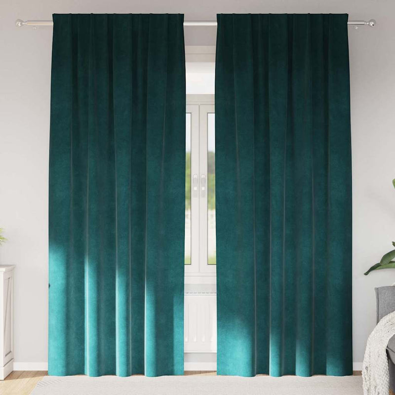 Gordijnen Met Gordijnen 2 Pcs Fluweel Donkergroen