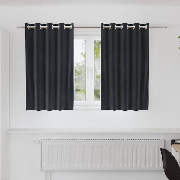 Gordijnen Met Gordijnen 2 Pcs Fluweel Donkergrijs