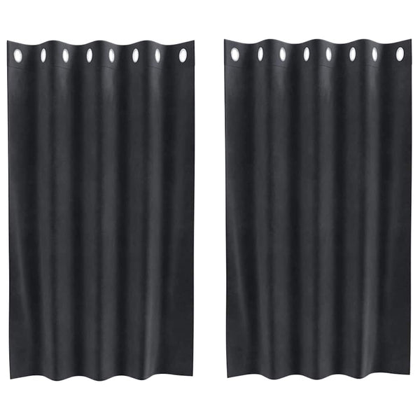 Gordijnen Met Gordijnen 2 Pcs Fluweel Donkergrijs