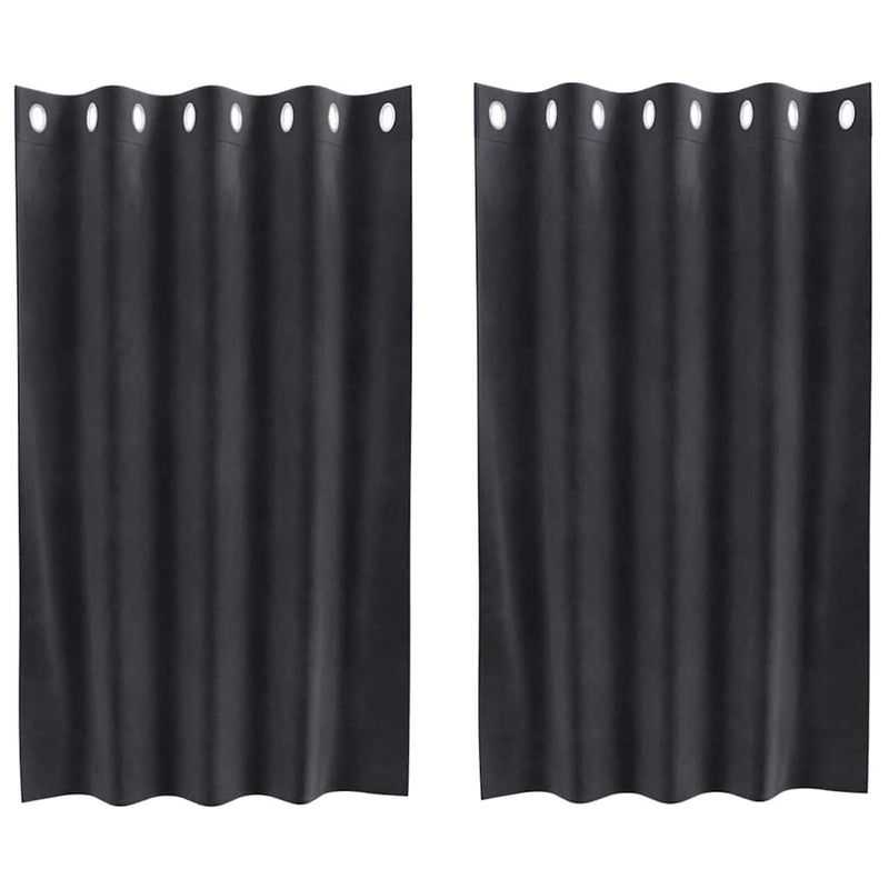 Gordijnen Met Gordijnen 2 Pcs Fluweel Donkergrijs