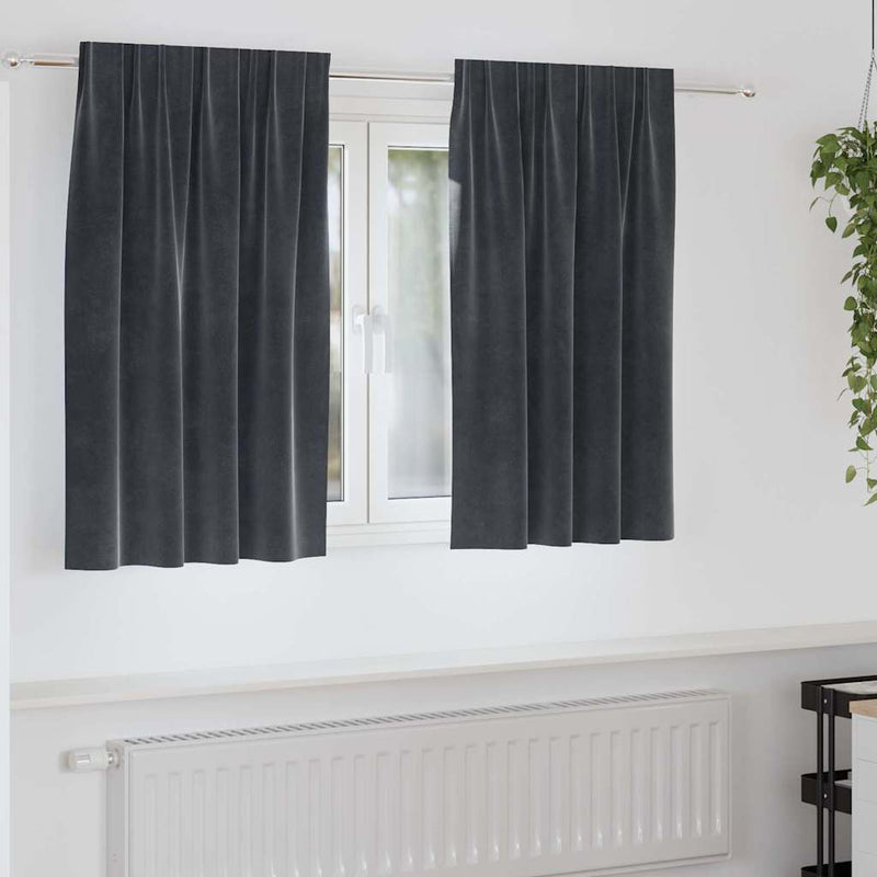 Gordijnen Met Gordijnen 2 Pcs Fluweel Donkergrijs