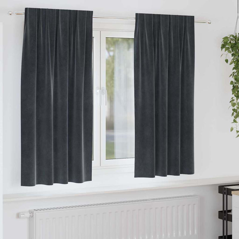 Gordijnen Met Gordijnen 2 Pcs Fluweel Donkergrijs