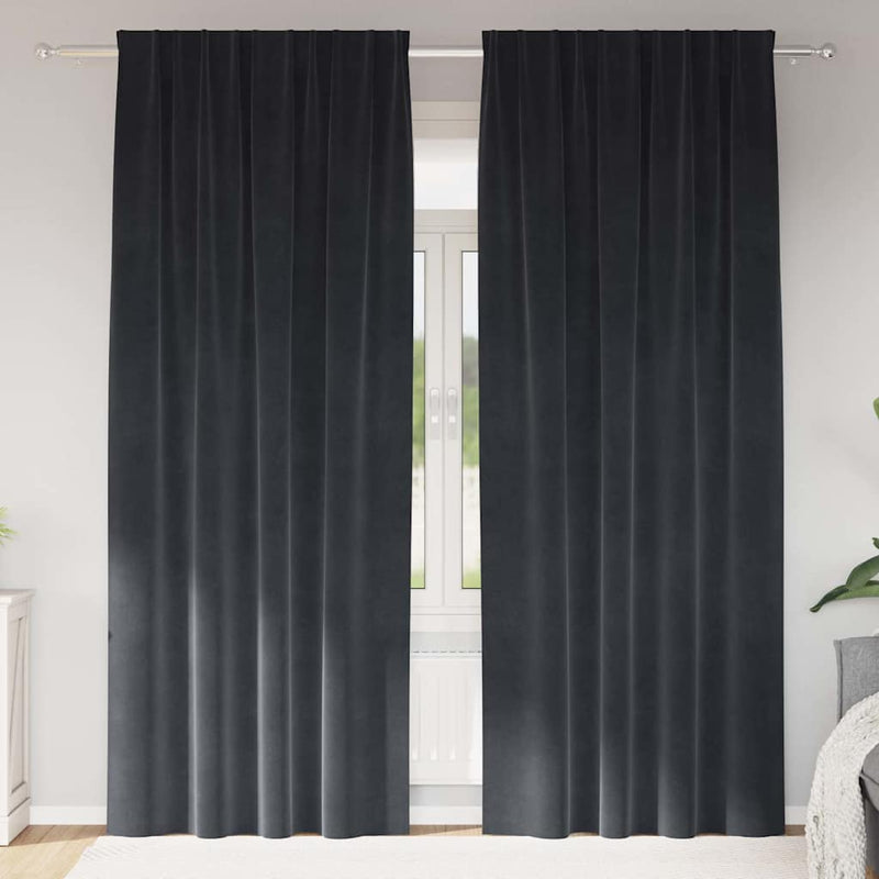 Gordijnen Met Gordijnen 2 Pcs Fluweel Donkergrijs