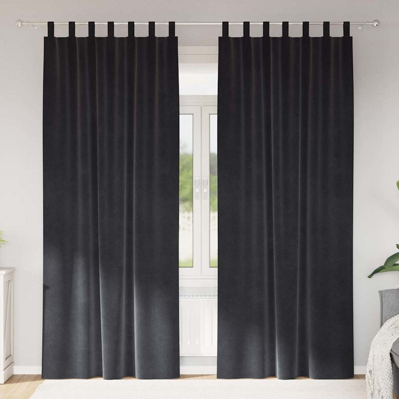 Gordijnen Met Gordijnen 2 Pcs Fluweel Donkergrijs